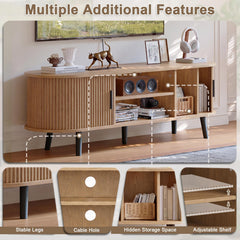 ChooChoo 54" Mid Century Modern TV Stand with Fluted Sliding Doors