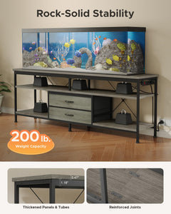 Lazzanto 63in TV Stand for 55-75in TVs, LED Lights, Charging Station, Black