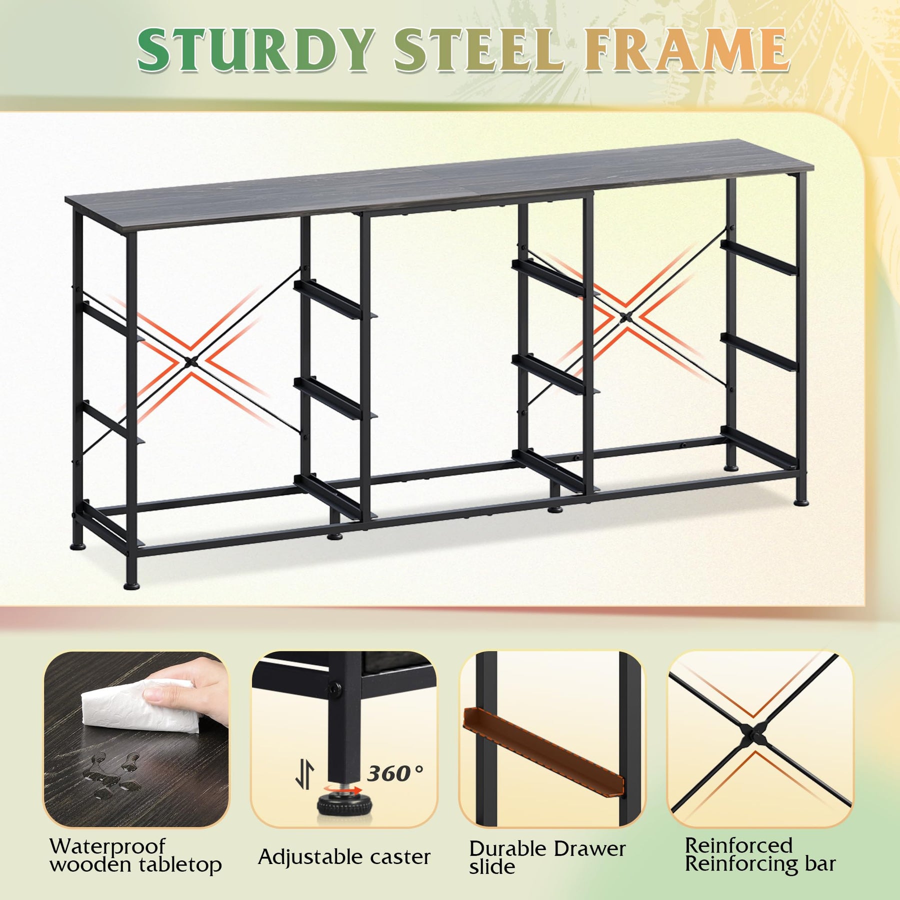 WLIVE Dresser TV Stand for 75 Inch TV, 9 Drawer Dresser for Bedroom, Black