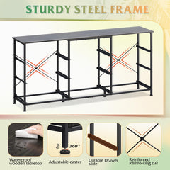 WLIVE Dresser TV Stand for 75 Inch TV, 9 Drawer Dresser for Bedroom, Black