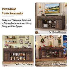 70" Large Farmhouse Tall TV Stand for 85/80/75/70 Inch TVs,4 Drawers,Brown