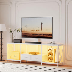 NinPeen 63" W TV Stand with Mount,LED & Charging Station for 55,65,75" TV