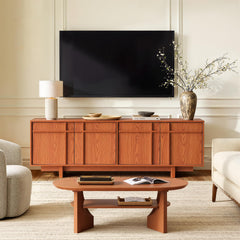 Vitalikus 65.6" Mid Century Modern TV Stand for 75 Inch TV, Walnut