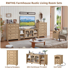 RWYHG Farmhouse TV Stand for 60 in TV, Entertainment Center for Living Room