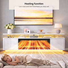 OneBlis 70" Fireplace TV Stand with Double LED Lights for TVs UP to 80", Electric Fireplace Entertainment Center with Storage Cabinets, TV Console for Living Room, Office, Black1