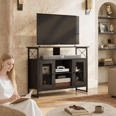 WLIVE TV Stand 55 inch TV, Tall Entertainment Center with Storage, Farmhouse Industrial TV Console for Bedroom Living Room, Rustic Brown
