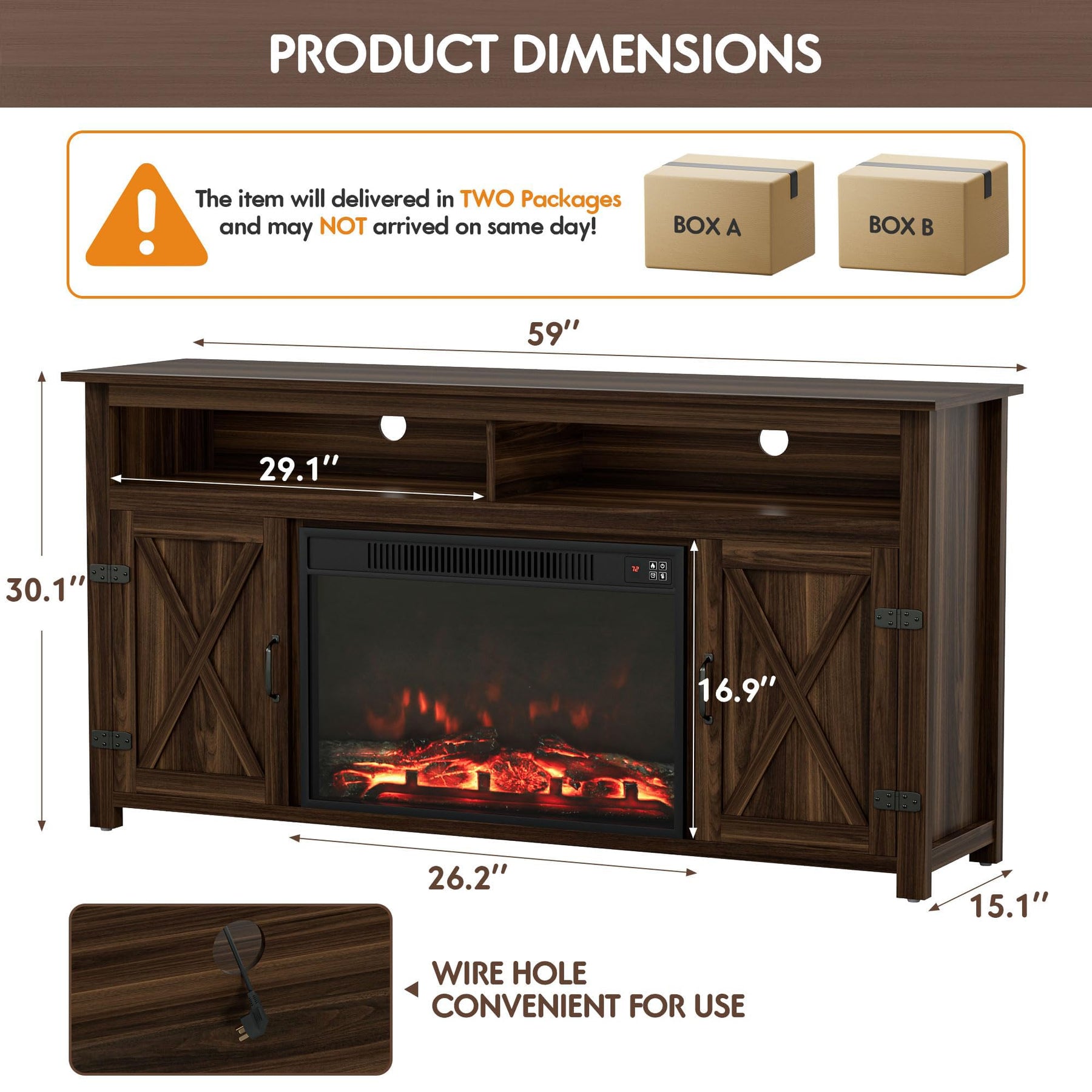 YESHOMY 58" Farmhouse TV Stand for TVs up to 65", Sliding Barn Doors, White