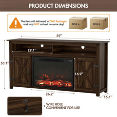 YESHOMY 58" Farmhouse TV Stand for TVs up to 65", Sliding Barn Doors, White