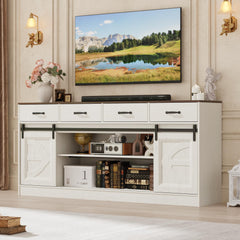 70" Large Farmhouse Tall TV Stand for 85/80/75/70 Inch TVs,4 Drawers,Brown