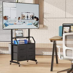 GYIIYUO Rolling TV Stand with Mount & 4 Fabric Drawers for 32-75 inch TVs