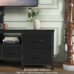 DrawXynth TV Stand with Mount for 45/55/65/75 inch TVs, 51.2" Dresser TV Stand Entertainment Center with 7 Fabric Drawers, Open Storage Shelves, Media Console for Living Room