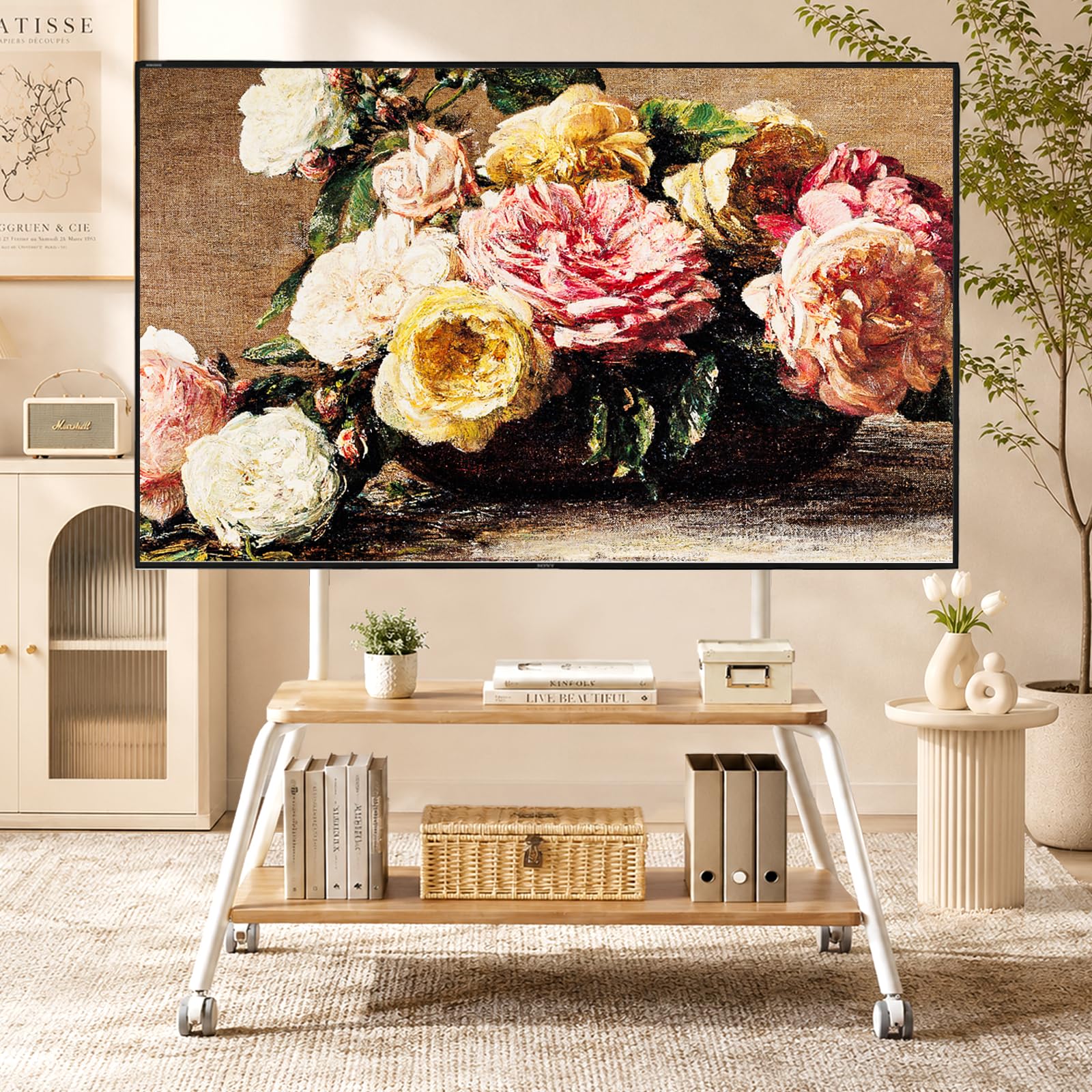 BEISHI Mobile TV Stand on Wheels for 32-75 Inch TVs