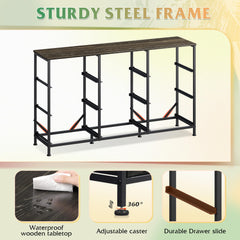 WLIVE Dresser TV Stand for 75 Inch TV, 9 Drawer Dresser for Bedroom, Black