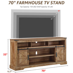 OKD 70" Farmhouse TV Stand for TVs up to 80", Antique White