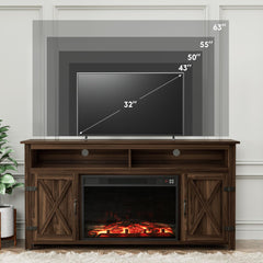 YESHOMY 58" Farmhouse TV Stand for TVs up to 65", Sliding Barn Doors, White