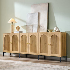 IFBUY 92.63" W Mid Century Modern TV Stands for Living Room, Brown