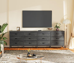 Huuger 70 Inch Dresser for Bedroom, TV Stand for 65, 75, 80 Inch TV, 12 Fabric Drawer Long Dresser, Large Entertainment Center for Bedroom, Wide Chest of Drawer with Storage, Rustic Brown