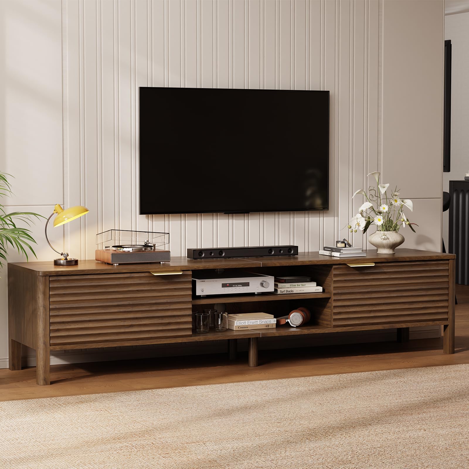 TV Stand for Living Room up to 65 Inch TVs Entertainment Center Oak 59"