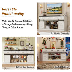 70" Large Farmhouse Tall TV Stand for 85/80/75/70 Inch TVs,4 Drawers,Brown