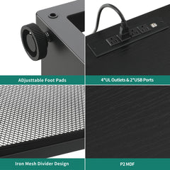 YITAHOME TV Stand for 65/70 Inch TV, LED TV Stands for Living Room w/Power Outlets, Entertainment Center with Storage, Wood Television Stand, TV Console Table, Rustic Brown