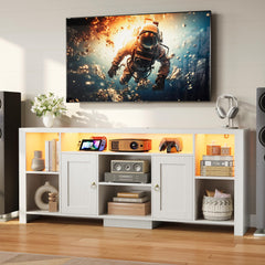 LIKIMIO 70" TV Stand for TVs up to 80", LED Entertainment Center, Black