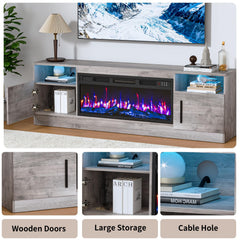 PRETZI Fireplace TV Stand with 36" Fireplace Up to 80" TVs for Living Room