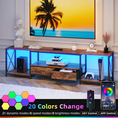 GYIIYUO TV Stand with Fabric Drawer - Entertainment Center and Industrial TV Console Table with Open Storage Shelves for Living Room, Bedroom - 55.1" Rustic Brown