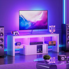 CHOEZON LED TV Stand for 60 inch TVs, Media Entertainment Center, White