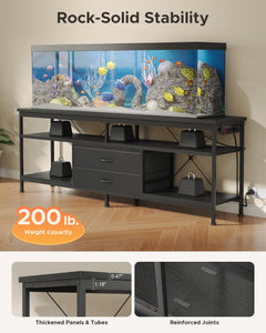 Lazzanto 63in TV Stand for 55-75in TVs, LED Lights, Charging Station, Black