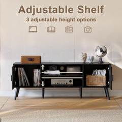 ChooChoo TV Stand with Open Shelves for 65 Inch TVs, Mid Century
