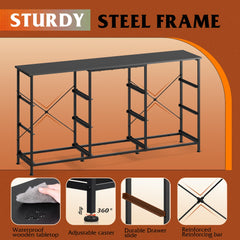 WLIVE Dresser TV Stand for 75 Inch TV, 9 Drawer Dresser for Bedroom, Black