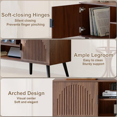 ChooChoo TV Stand with Open Shelves for 65 Inch TVs, Mid Century