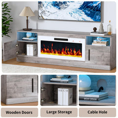 PRETZI Fireplace TV Stand with 36" Fireplace Up to 80" TVs for Living Room
