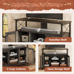 WLIVE TV Stand 55 inch TV, Tall Entertainment Center with Storage, Farmhouse Industrial TV Console for Bedroom Living Room, Rustic Brown