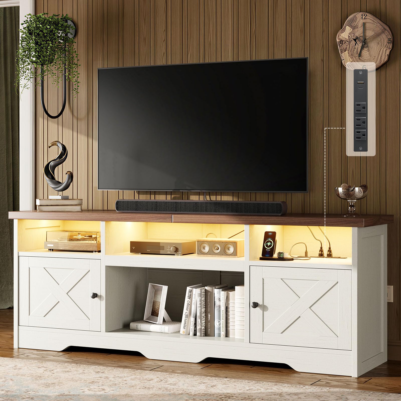 Casaottima TV Stand for 65 Inch TV, Entertainment Center, White