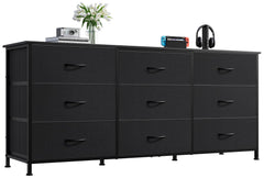 WLIVE Dresser TV Stand for 75 Inch TV, 9 Drawer Dresser for Bedroom, Black