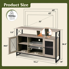 WLIVE TV Stand 55 inch TV, Tall Entertainment Center with Storage, Farmhouse Industrial TV Console for Bedroom Living Room, Rustic Brown