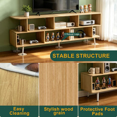 ACOHOOK Walnut 60" Mid-Century TV Stand with Storage Open Shelf