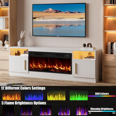 VITESSE 70”Fireplace TV Stand,Modern Entertainment Center Heating Fireplace