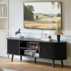 ChooChoo 54" Mid Century Modern TV Stand with Fluted Sliding Doors