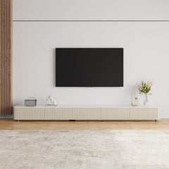 94.5" Fully Assembled TV Console, White TV Stand with Sintered Stone Top