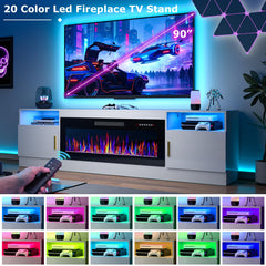 PRETZI Fireplace TV Stand with 36" Fireplace Up to 80" TVs for Living Room