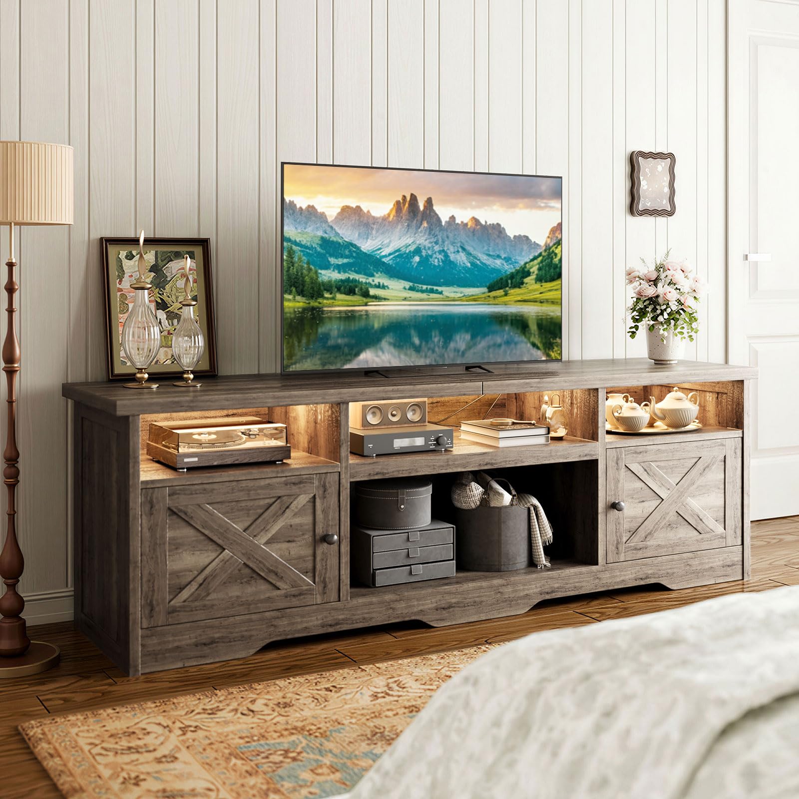 Casaottima TV Stand for 65 Inch TV, Entertainment Center, White