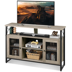 WLIVE TV Stand 55 inch TV, Tall Entertainment Center with Storage, Farmhouse Industrial TV Console for Bedroom Living Room, Rustic Brown