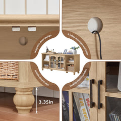 RWYHG Farmhouse TV Stand for 60 in TV, Entertainment Center for Living Room