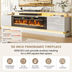 Nordivale 70" Fireplace TV Stand, Modern Entertainment Center for TVs Up to 80”, TV Console with Storage Cabinets, Media Console for Living Room, Black TV Stand and Black Fireplace