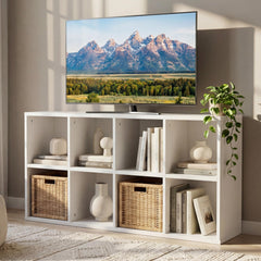YESHOMY Mid-Century Modern TV Stand, 58 Inch, Light Grey