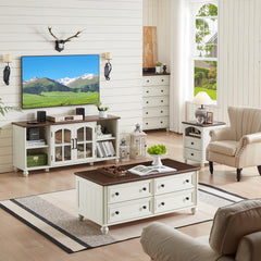 RWYHG Farmhouse TV Stand for 60 in TV, Entertainment Center for Living Room