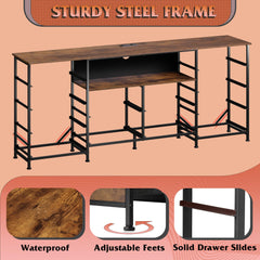 WLIVE LED Dresser TV Stand for 65 Inch TV, 8 Drawers, Rustic Brown