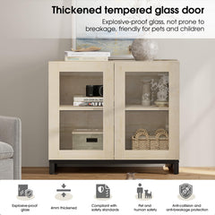 WAMPAT Modern TV Stand with Glass Doors for 80-120 inch TVs, 4 in 1 Entertainment Center Console with 4 Drawers and Metal Base for Living Room, Bedroom, Brown